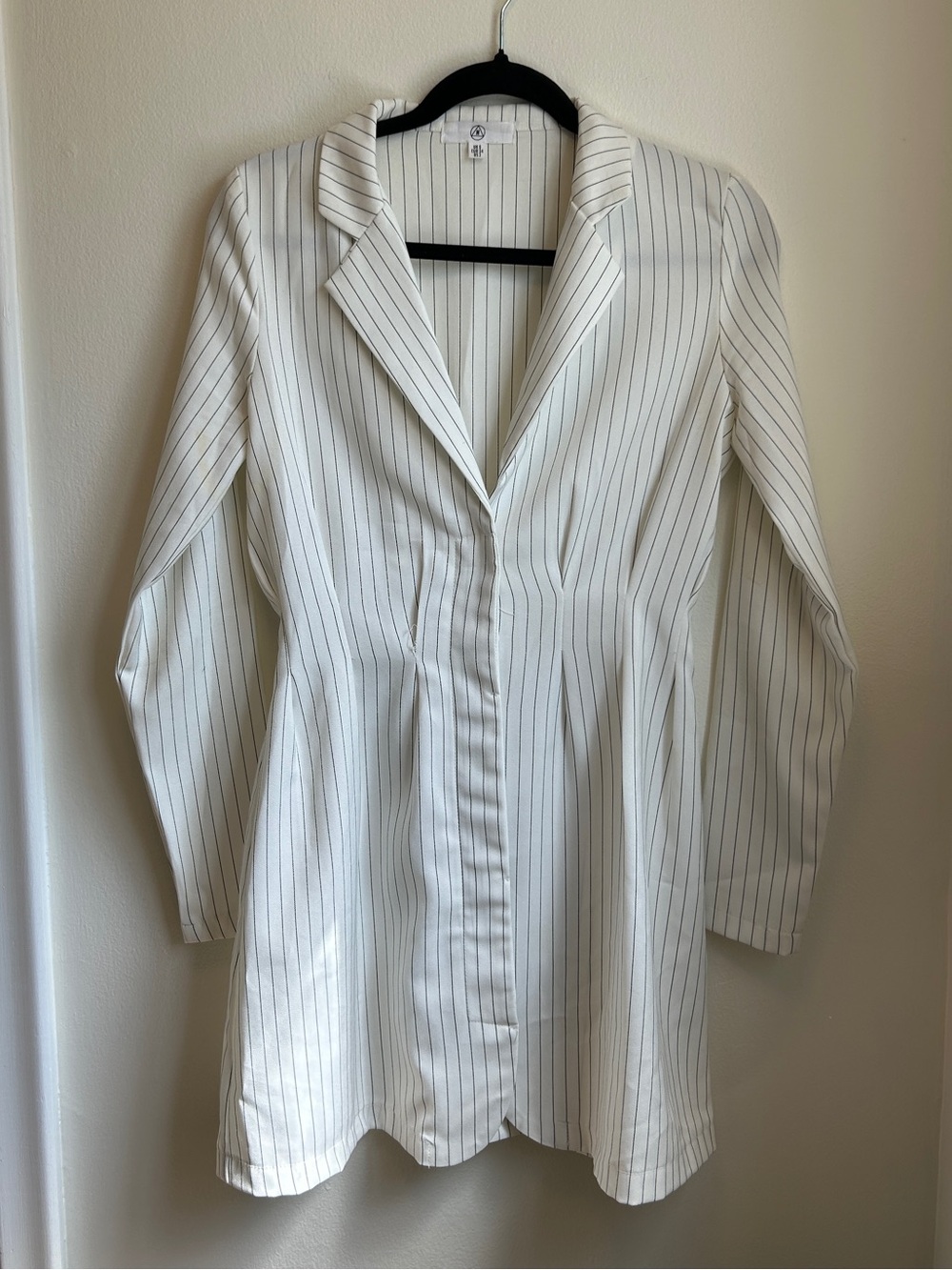 Missguided White Pinstripe Button-Down Blazer Shirt Dress
